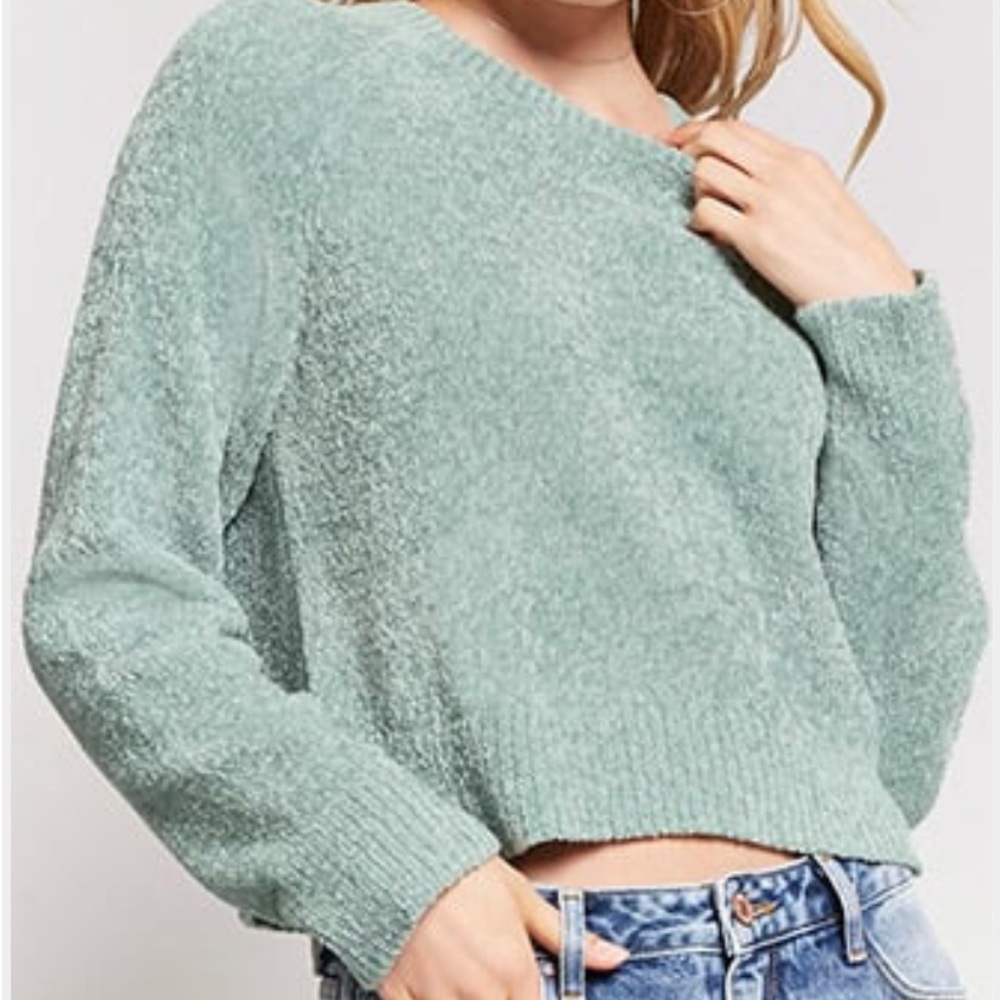 Forever21 Sage Cropped Sweater